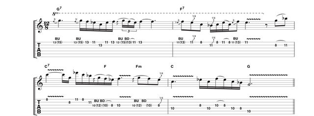 blank You can really hear how this type of playing must have influenced a young Gary Moore. Albert was more fond of the searing, high register notes than many of his contemporaries. Again, take your time and you'll be surprised how quickly this falls under the fingers.